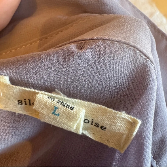 Silence + Noise Lilac High Low Sheer Utility Split Hem Button  Up Blouse Sz L - Picture 4 of 16